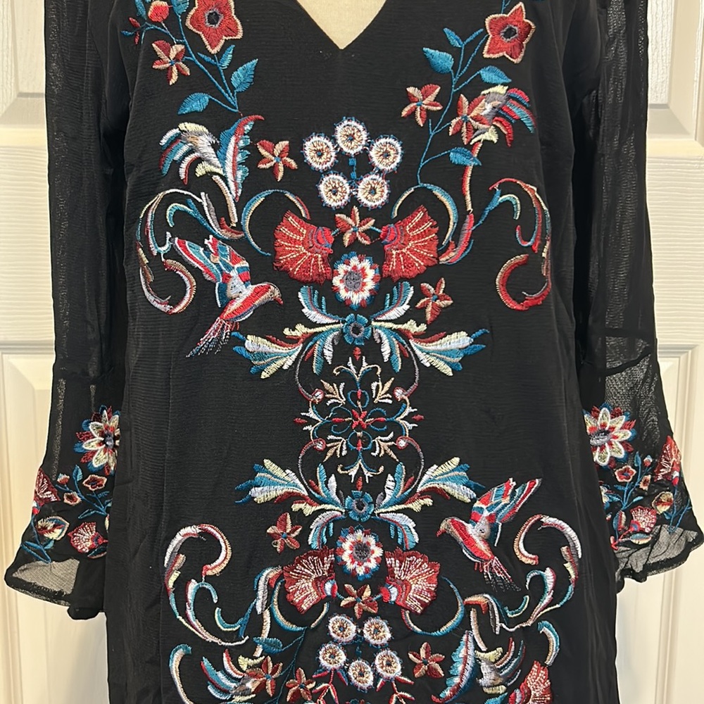 INC Floral Embroidered Black Dress - Picture 2 of 4